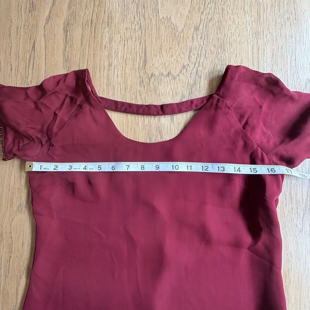 $328 REBECCA MINKOFF Zoey 100% Silk Beaded Top Merlot Cocktail Blouse SIZE 0 EUC - Picture 13 of 16
